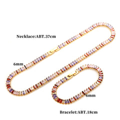Colorful Zircon Jewelry Set Square CZ Choker Necklace - Guangzhou Mingshixuan Jewellery CO.,Ltd