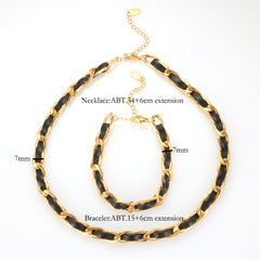 Leather Rope Chain Bracelet Woven Choker Chain Necklace - Guangzhou Mingshixuan Jewellery CO.,Ltd