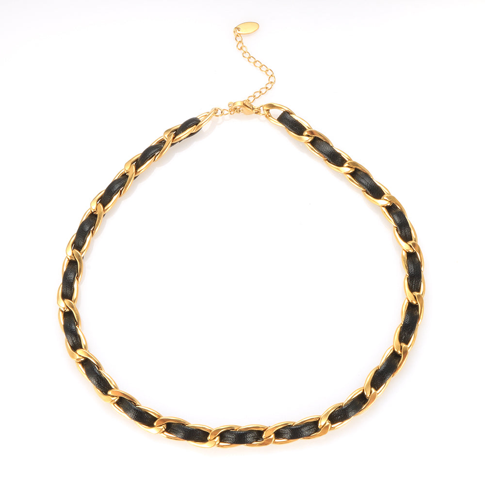 Leather Rope Chain Bracelet Woven Choker Chain Necklace - Guangzhou Mingshixuan Jewellery CO.,Ltd