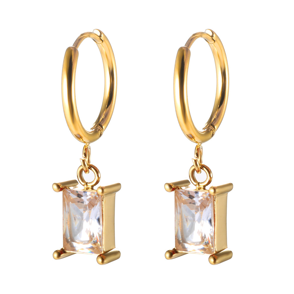 Cubic Zirconia Pendant Necklace Square Zircon Hoop Earrings - Guangzhou Mingshixuan Jewellery CO.,Ltd