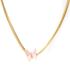 Green Pink Butterfly Cuban Chain Necklace - Guangzhou Mingshixuan Jewellery CO.,Ltd