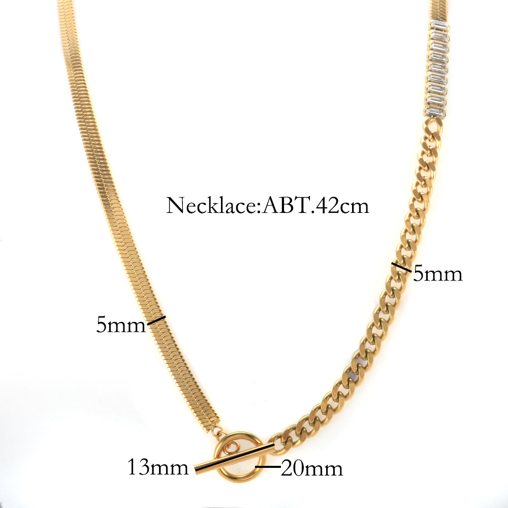 OT Toggle Clasp Zircon Necklace Snake Chain - Guangzhou Mingshixuan Jewellery CO.,Ltd